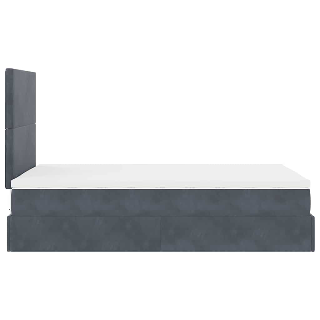 Ottoman Bed Frame with Mattresses Dark Grey King Single Velvet