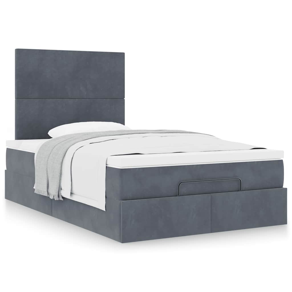 Ottoman Bed Frame with Mattresses Dark Grey King Single Velvet