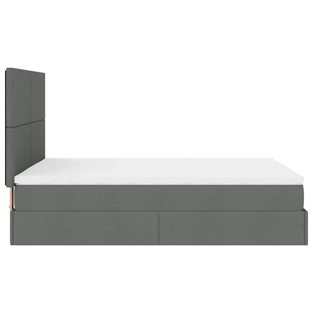 Ottoman Bed Frame with Mattress Dark Grey Double Fabric