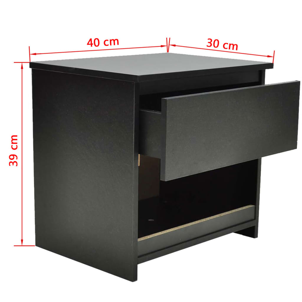 Nightstand with One-Drawer Black 2 pcs