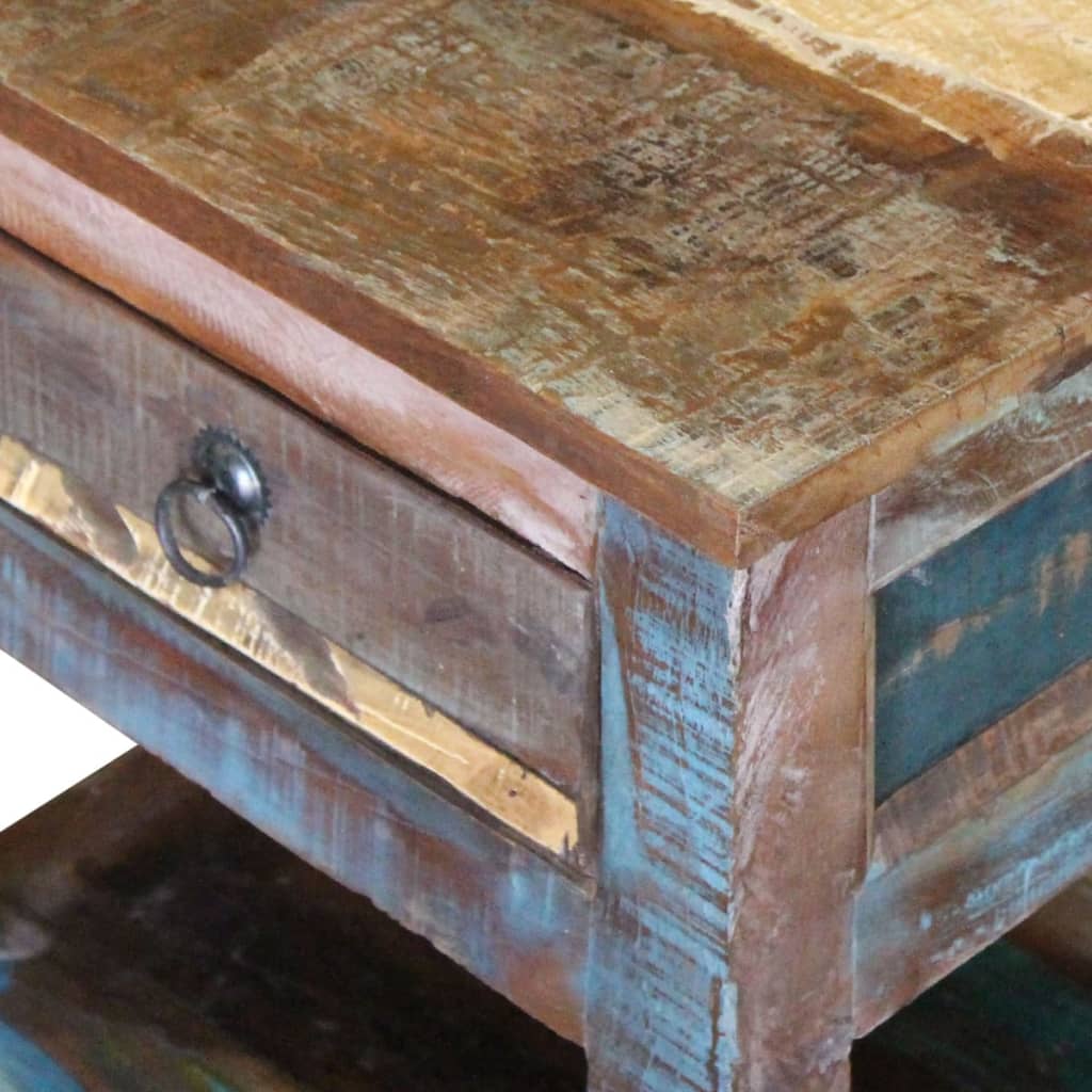 Side Table with 1 Drawer Solid Reclaimed Wood 43x33x51 cm