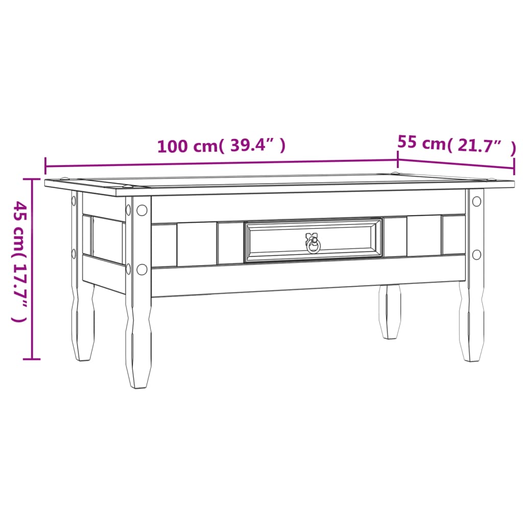 Coffee Table Mexican Pine Corona Range 100x55x45 cm