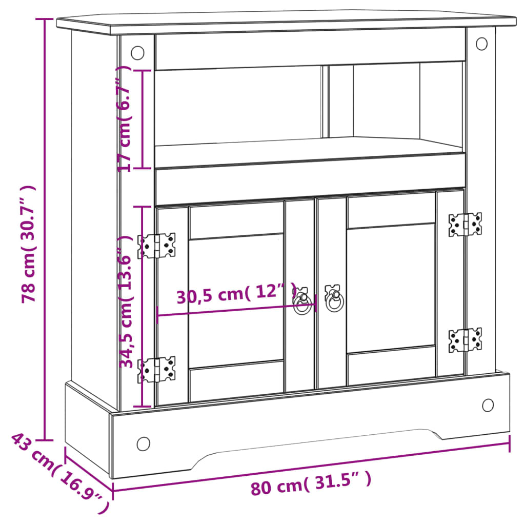 Console Table Mexican Pine Corona Range 80x43x78 cm