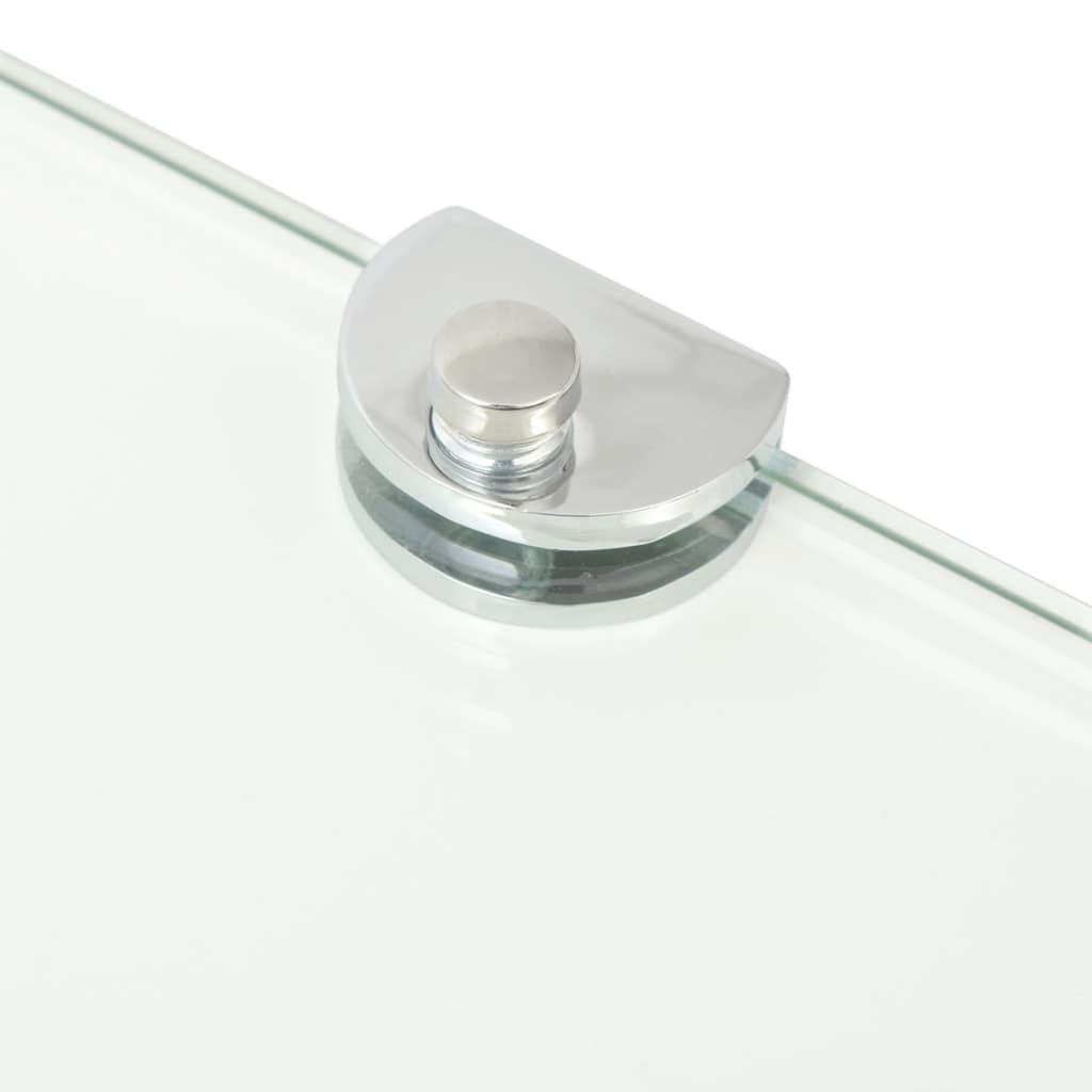 Corner Shelf with Chrome Supports Glass Clear 25x25 cm