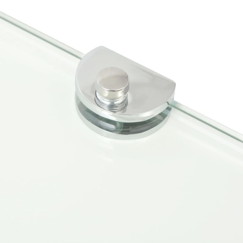 Corner Shelf with Chrome Supports Glass Clear 35x35 cm