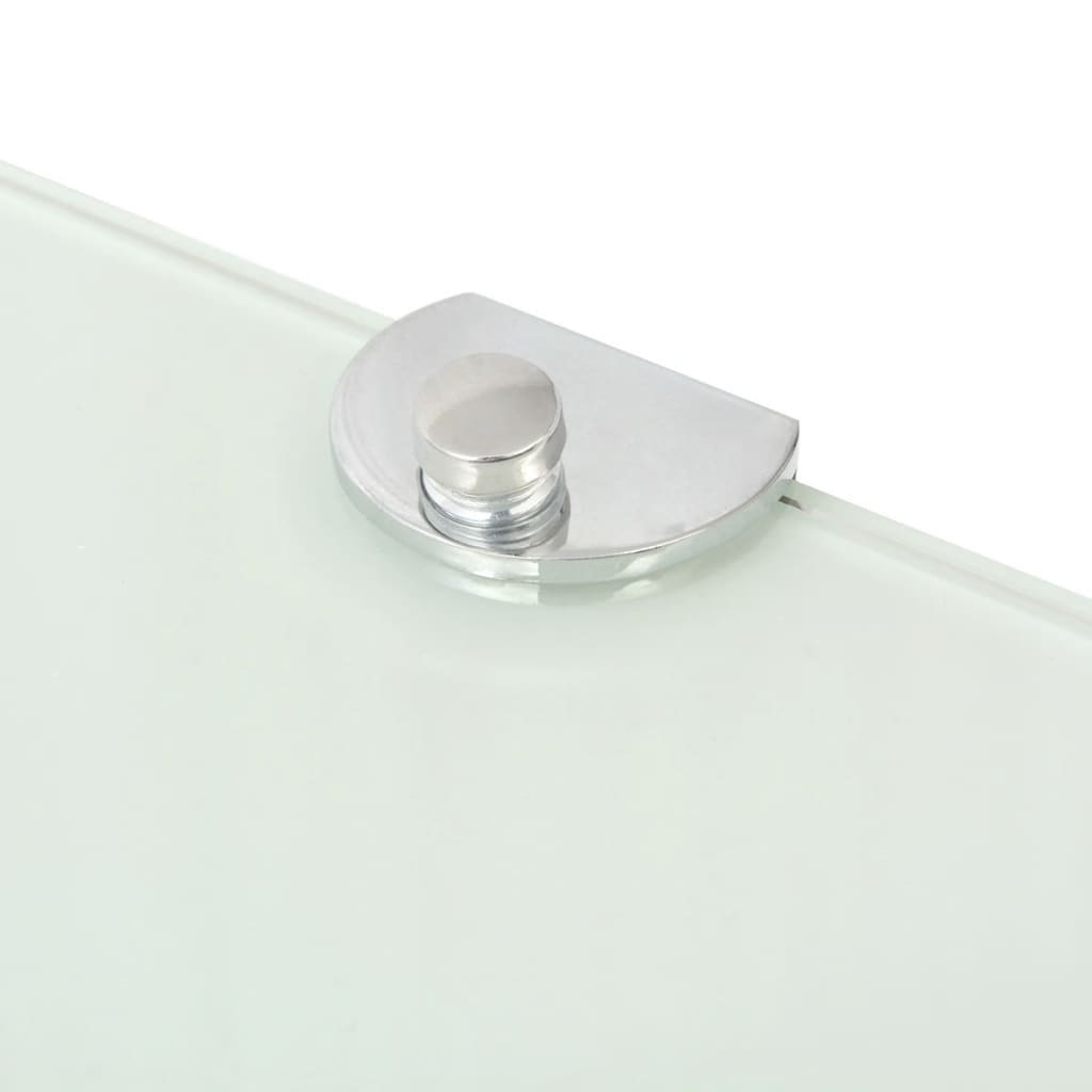 Corner Shelf with Chrome Supports Glass White 25x25 cm