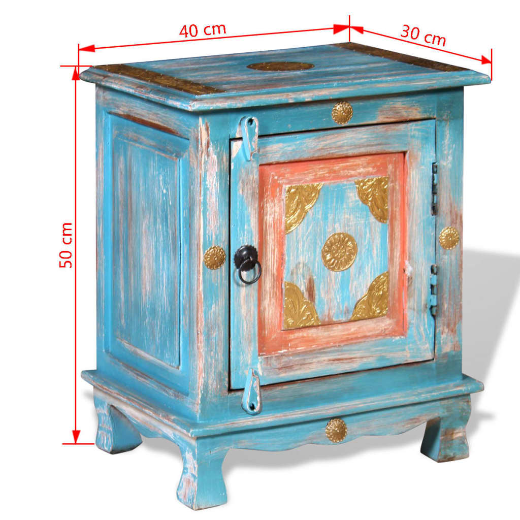 Nightstand Solid Mango Wood Blue