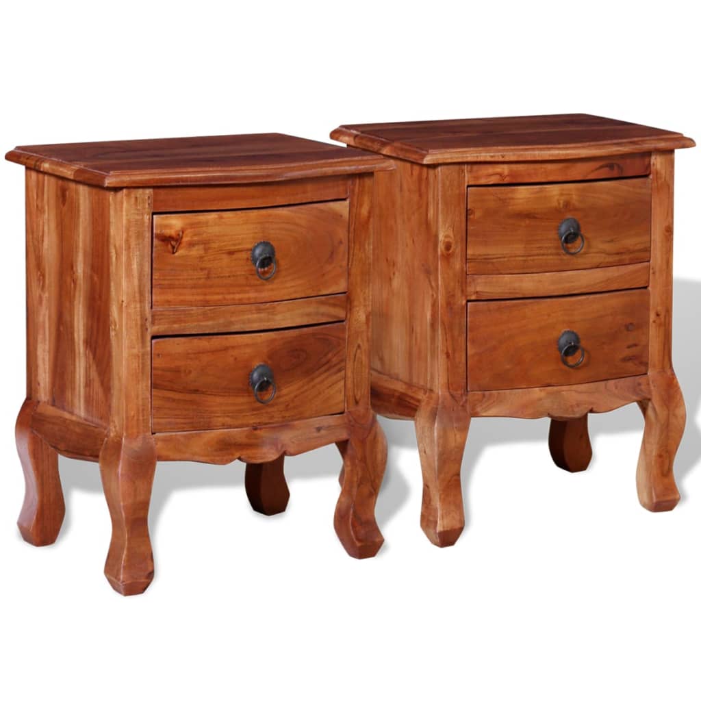 Nightstands with Drawers 2 pcs Solid Acacia Wood