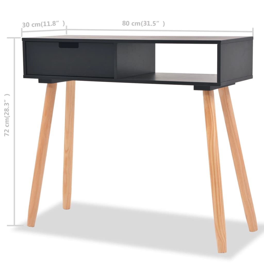 Console Table Solid Pinewood 80x30x72 cm Black