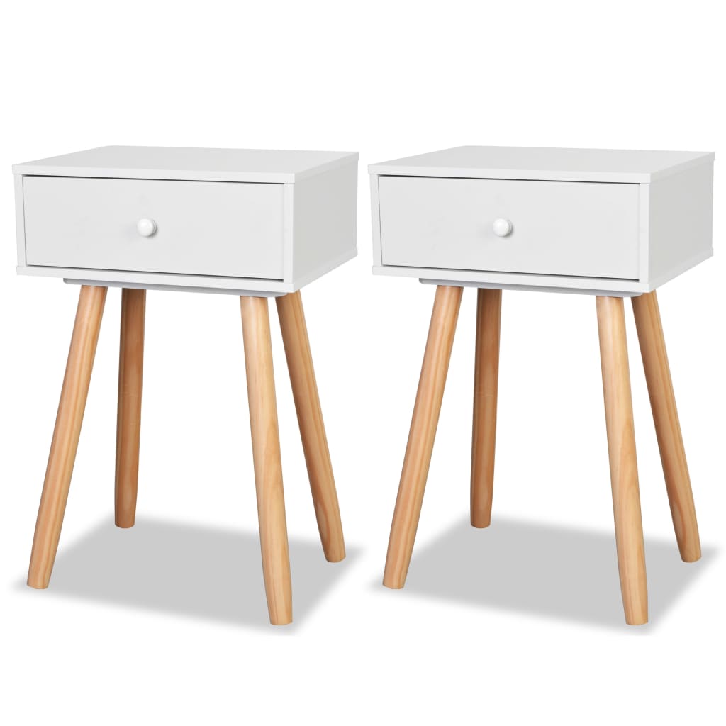 Bedside Tables 2 pcs Solid Pinewood 40x30x61 cm White