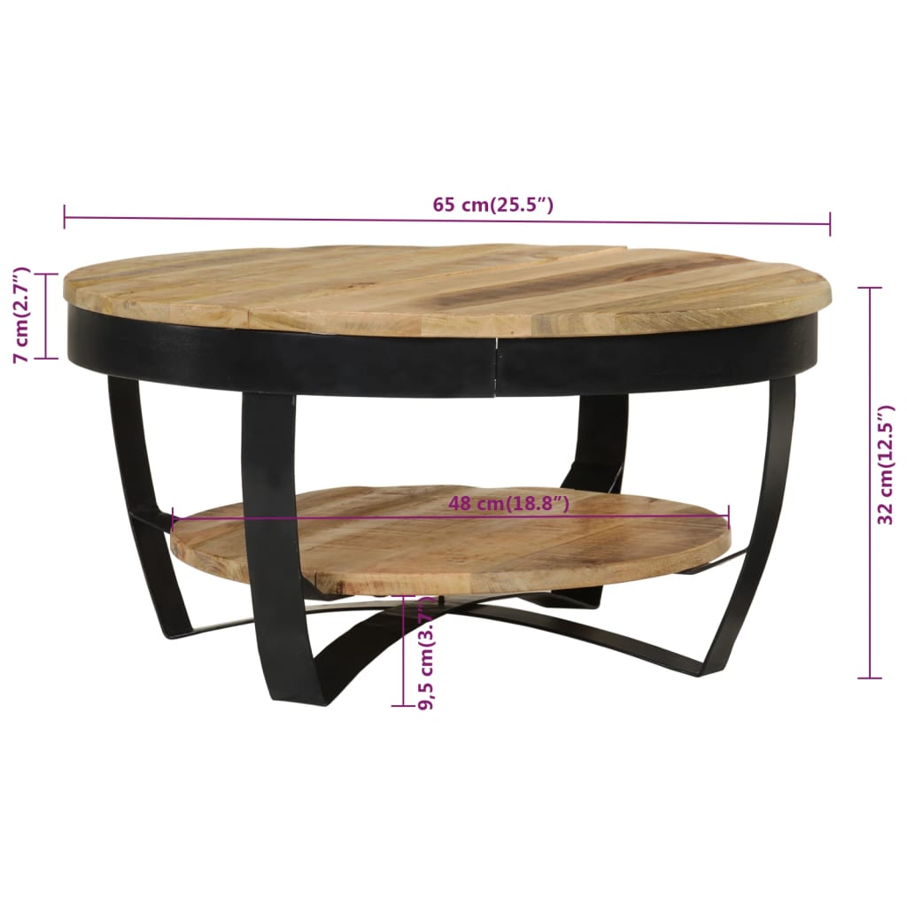 Coffee Table 65 cm Solid Rough Mango Wood