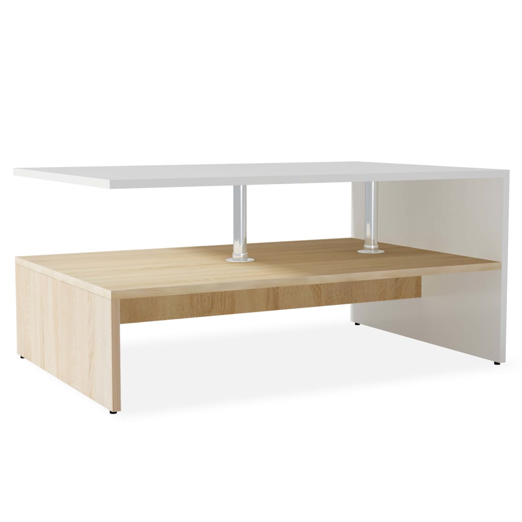 Coffee Table Engineered Wood 90x59x42 cm Oak and White