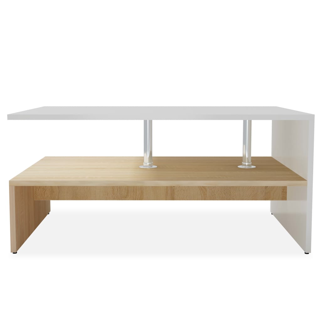 Coffee Table Engineered Wood 90x59x42 cm Oak and White