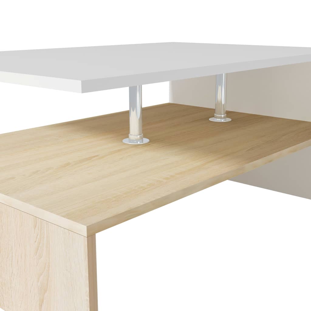 Coffee Table Engineered Wood 90x59x42 cm Oak and White