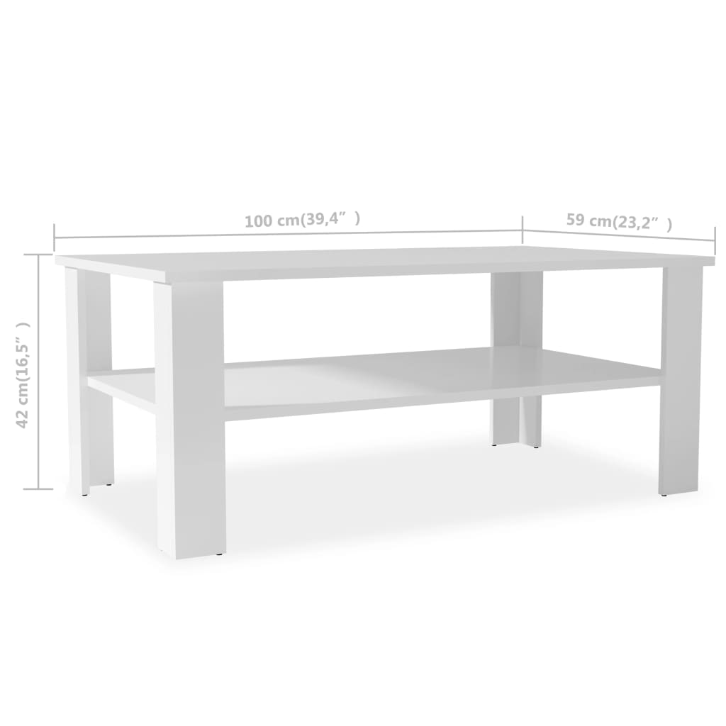 Coffee Table Engineered Wood 100x59x42 cm White