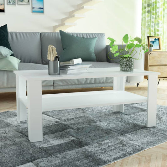 Coffee Table Engineered Wood 100x59x42 cm White