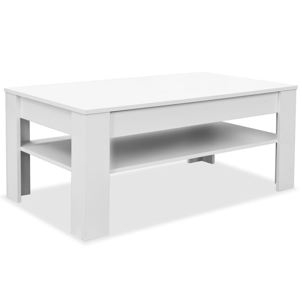 Coffee Table Engineered Wood 110x65x48 cm White