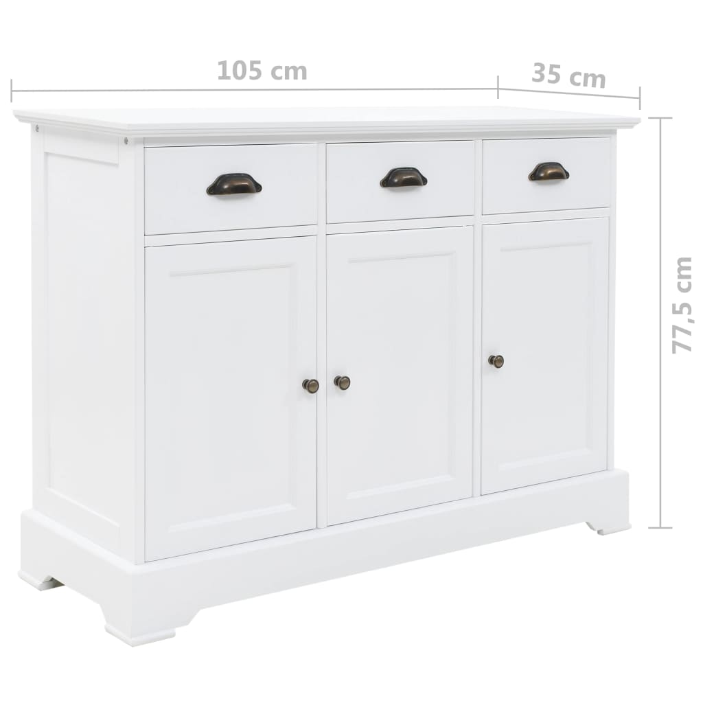 Sideboard with 3 Doors MDF and Pinewood 105x35x77.5 cm