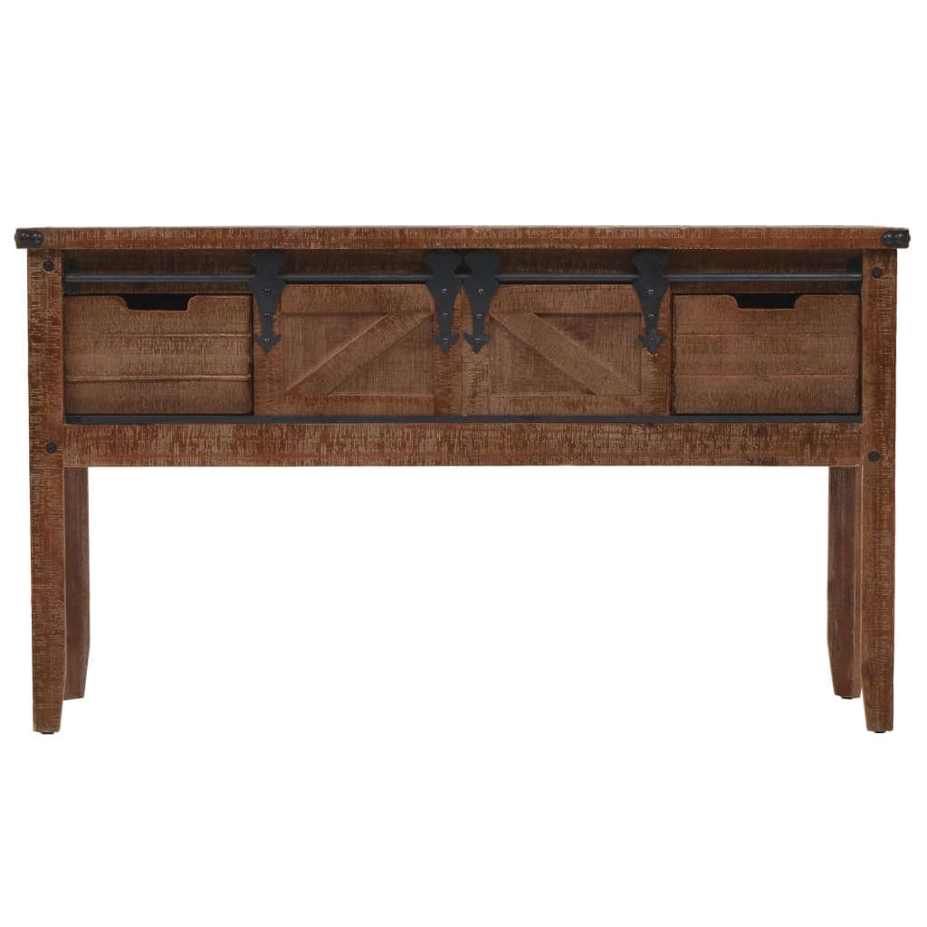 Console Table Solid Fir Wood 131x35.5x75 cm Brown