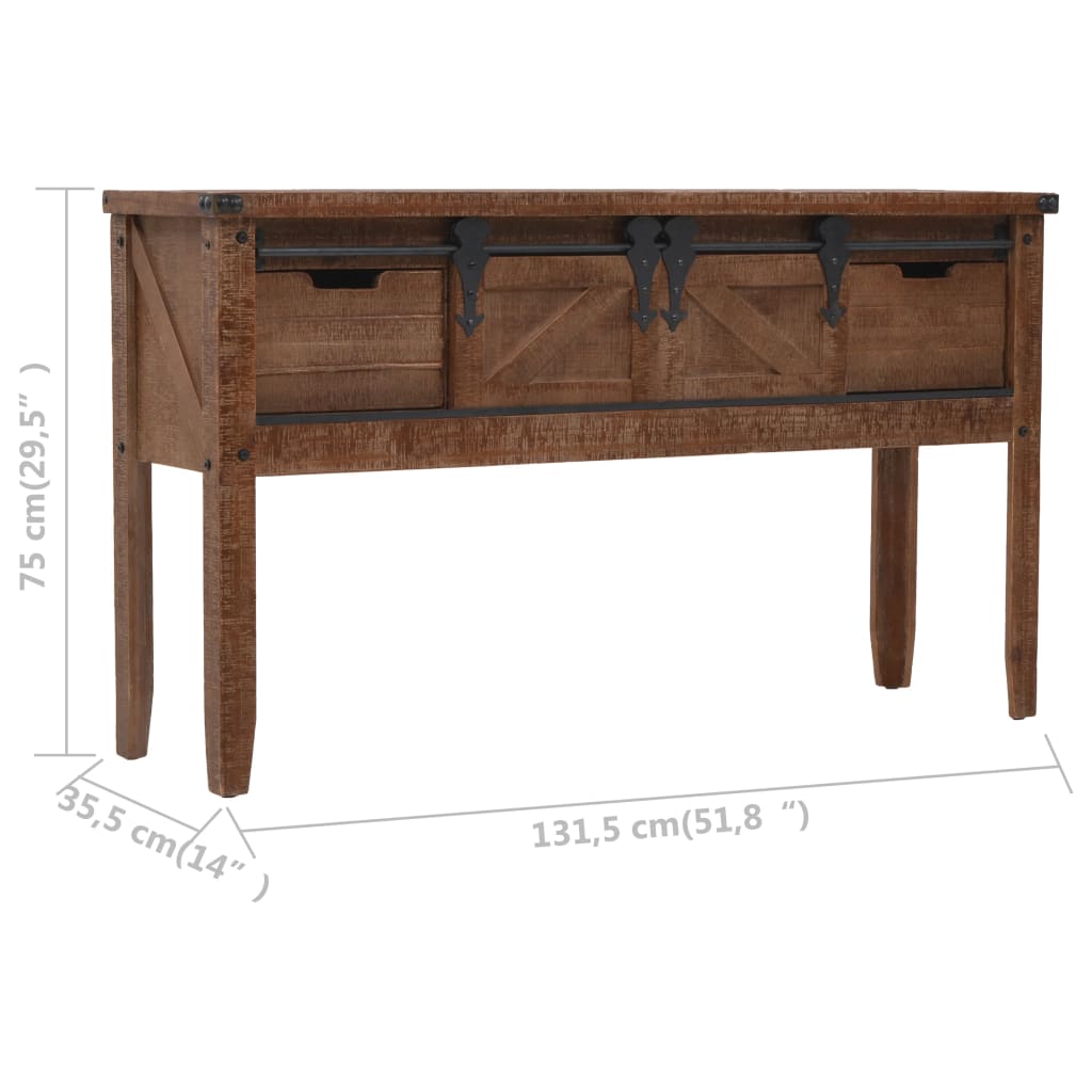 Console Table Solid Fir Wood 131x35.5x75 cm Brown