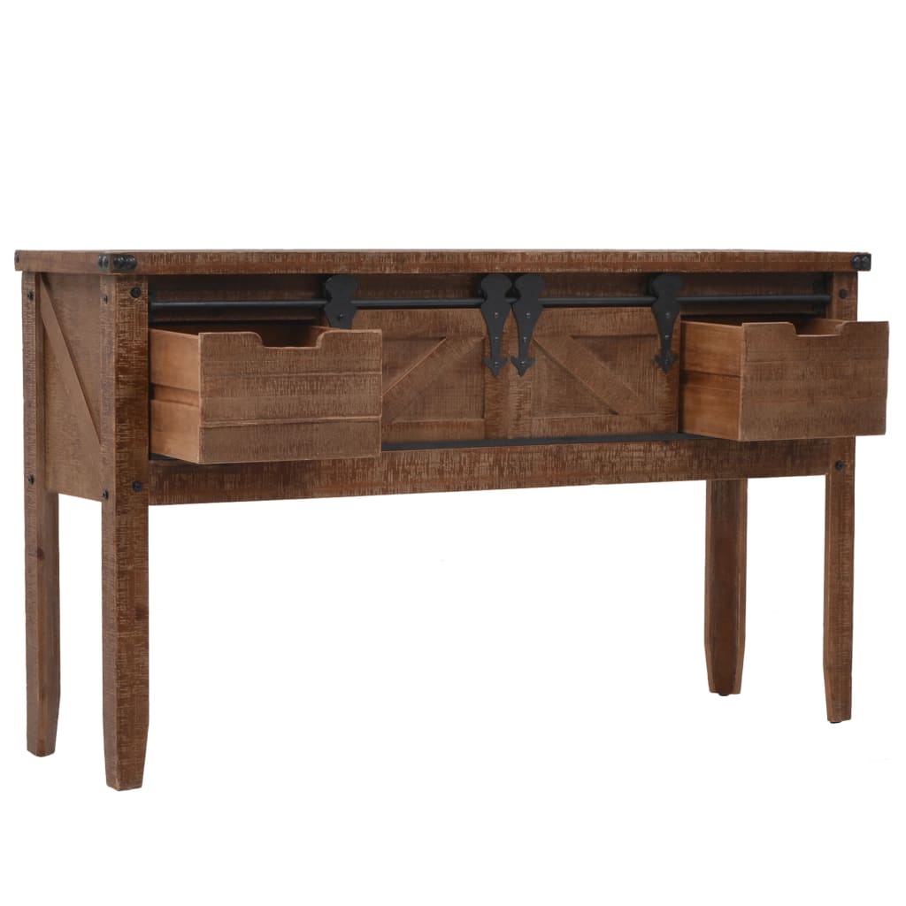 Console Table Solid Fir Wood 131x35.5x75 cm Brown