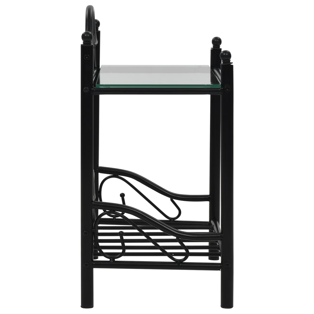 Bedside Tables 2 pcs Steel and Tempered Glass 45x30.5x60 cm Black