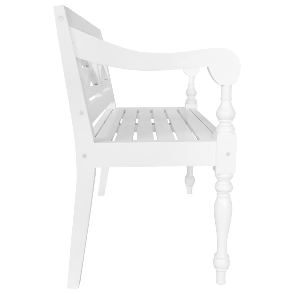 Batavia Bench 98 cm Solid Mahogany Wood White