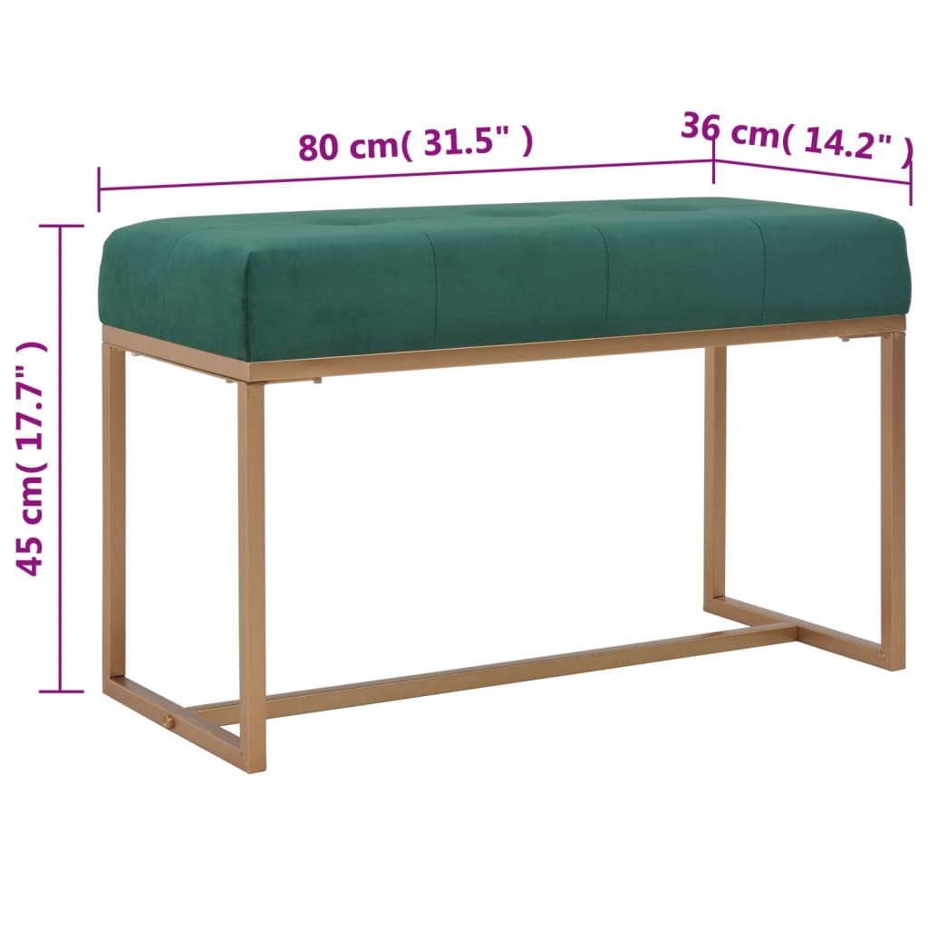 Bench 80 cm Green Velvet