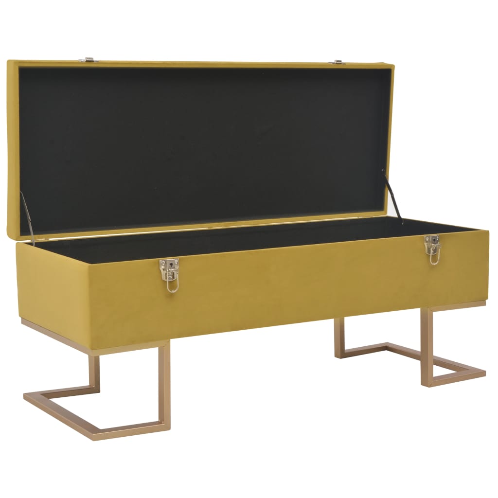 Bench with Storage Compartment 105 cm Mustard Velvet