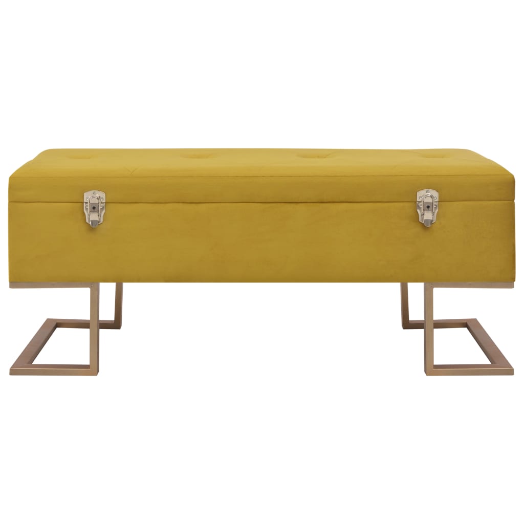 Bench with Storage Compartment 105 cm Mustard Velvet