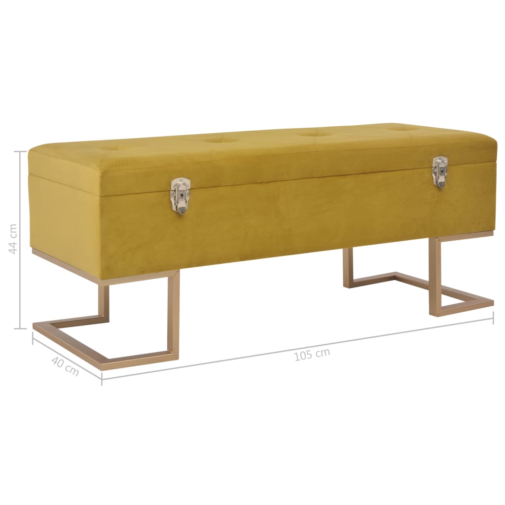 Bench with Storage Compartment 105 cm Mustard Velvet