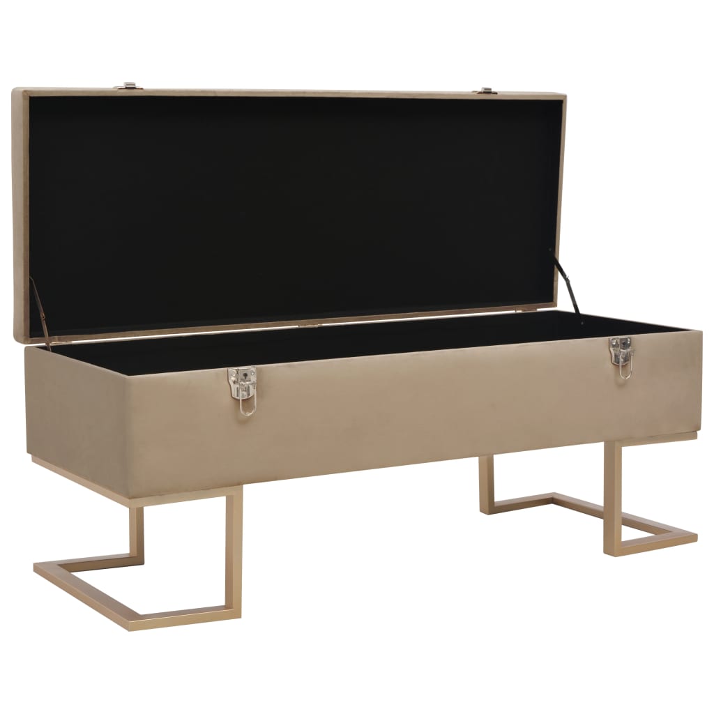 Bench with Storage Compartment 105 cm Beige Velvet