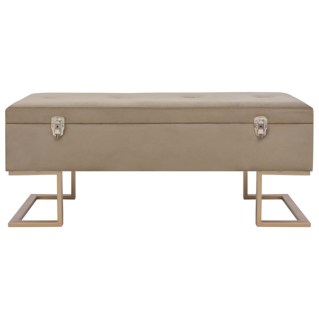 Bench with Storage Compartment 105 cm Beige Velvet