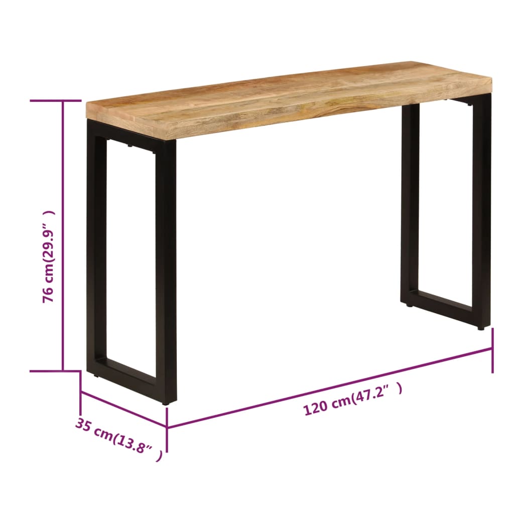 Console Table 120x35x76 cm Solid Wood Mango and Steel