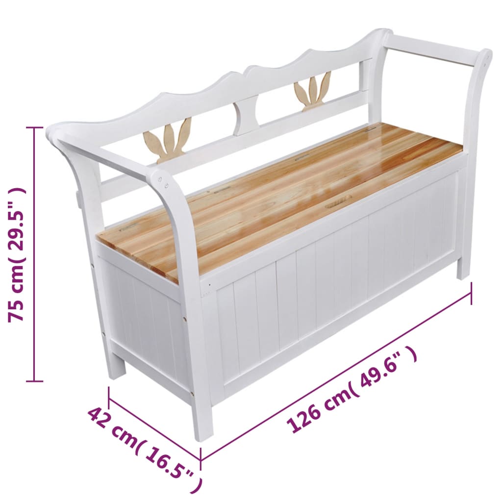 Storage Bench 126x42x75 cm Wood White