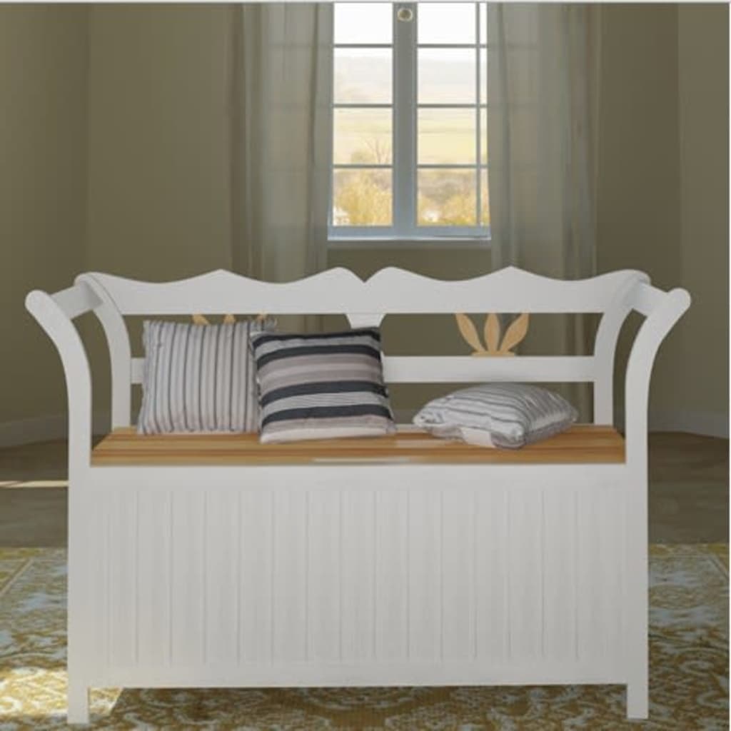 Storage Bench 126x42x75 cm Wood White