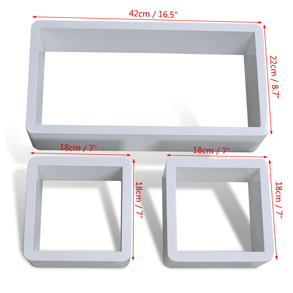 Cuboid shelf set of 3