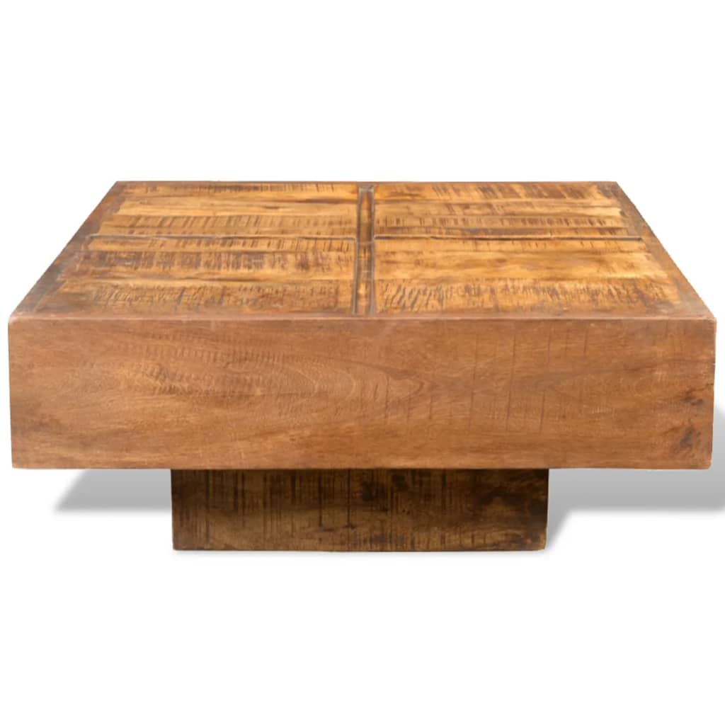 Coffee Table Brown Square Solid Mango Wood