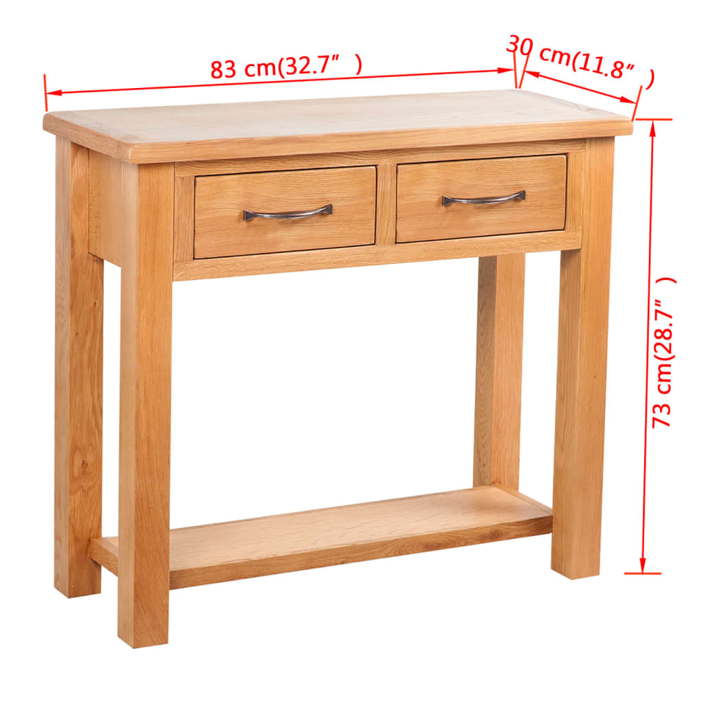 Console Table with 2 Drawers 83x30x73 cm Solid Oak Wood