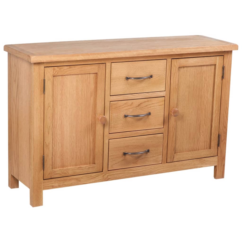 Sideboard with 3 Drawers 110x33.5x70 cm Solid Oak Wood