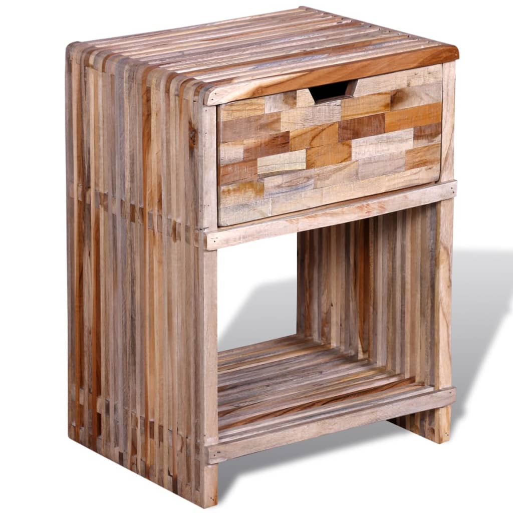 Nightstand with Drawer Reclaimed Teak Wood