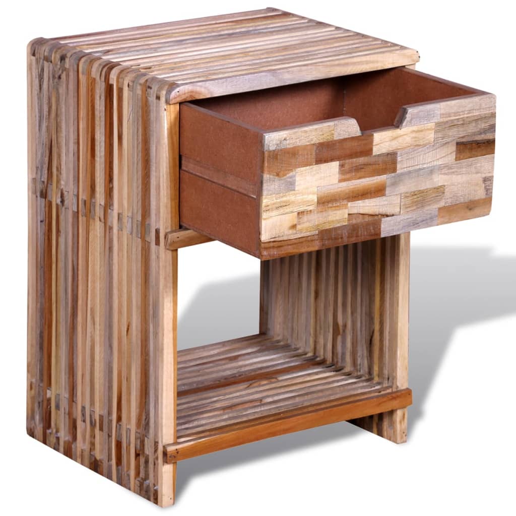 Nightstand with Drawer Reclaimed Teak Wood