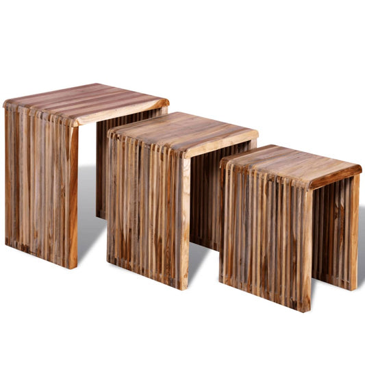 Nesting Table Set 3 Pieces Reclaimed Teak