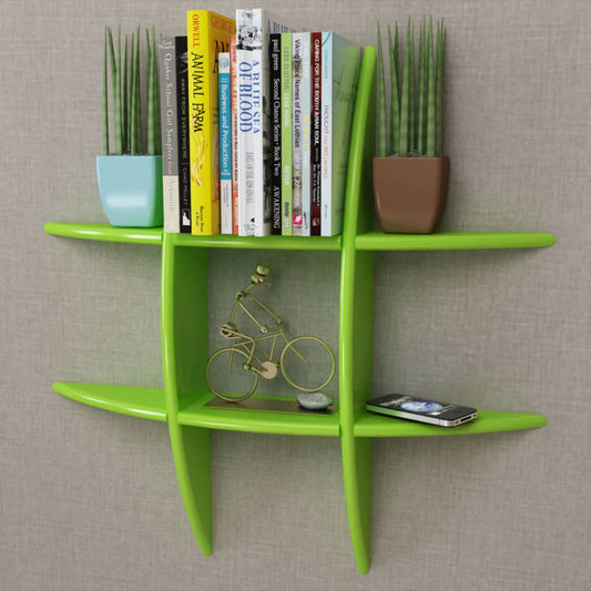 Green MDF Floating Wall Display Shelf Book/DVD Storage