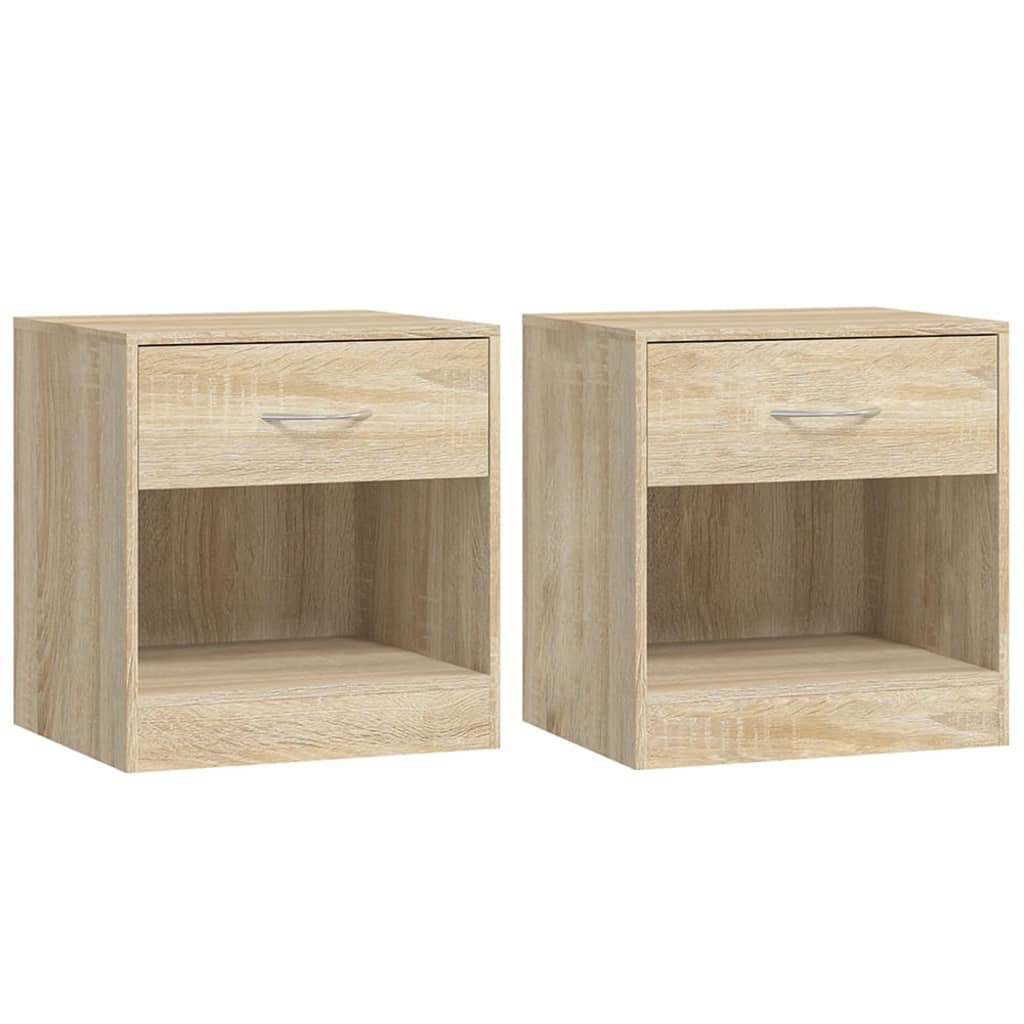 Nightstand 2 pcs with Drawer Oak Colour