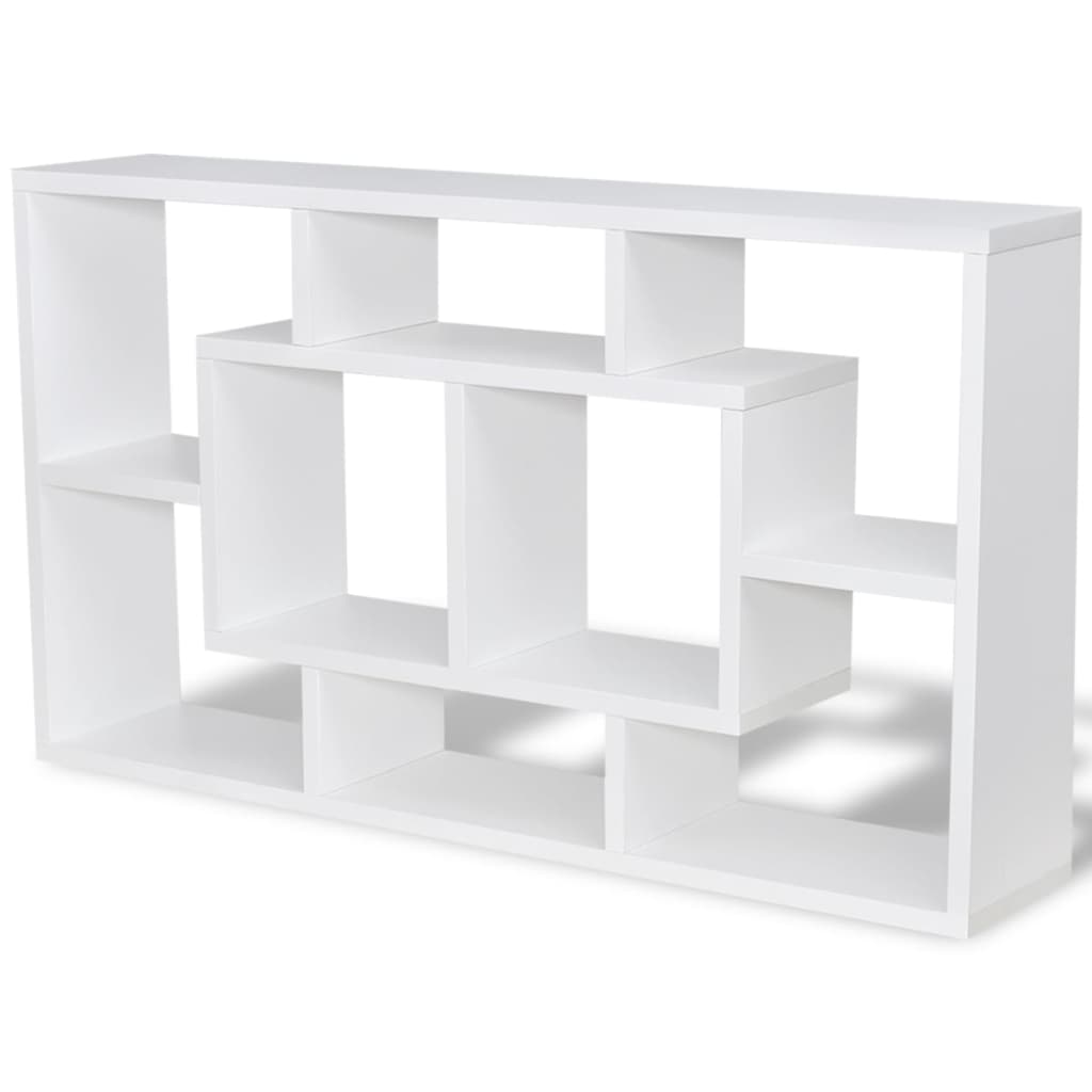 Floating Wall Display Shelf 8 Compartments White