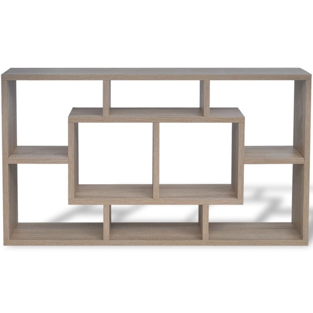 Floating Wall Display Shelf 8 Compartments Oak Colour