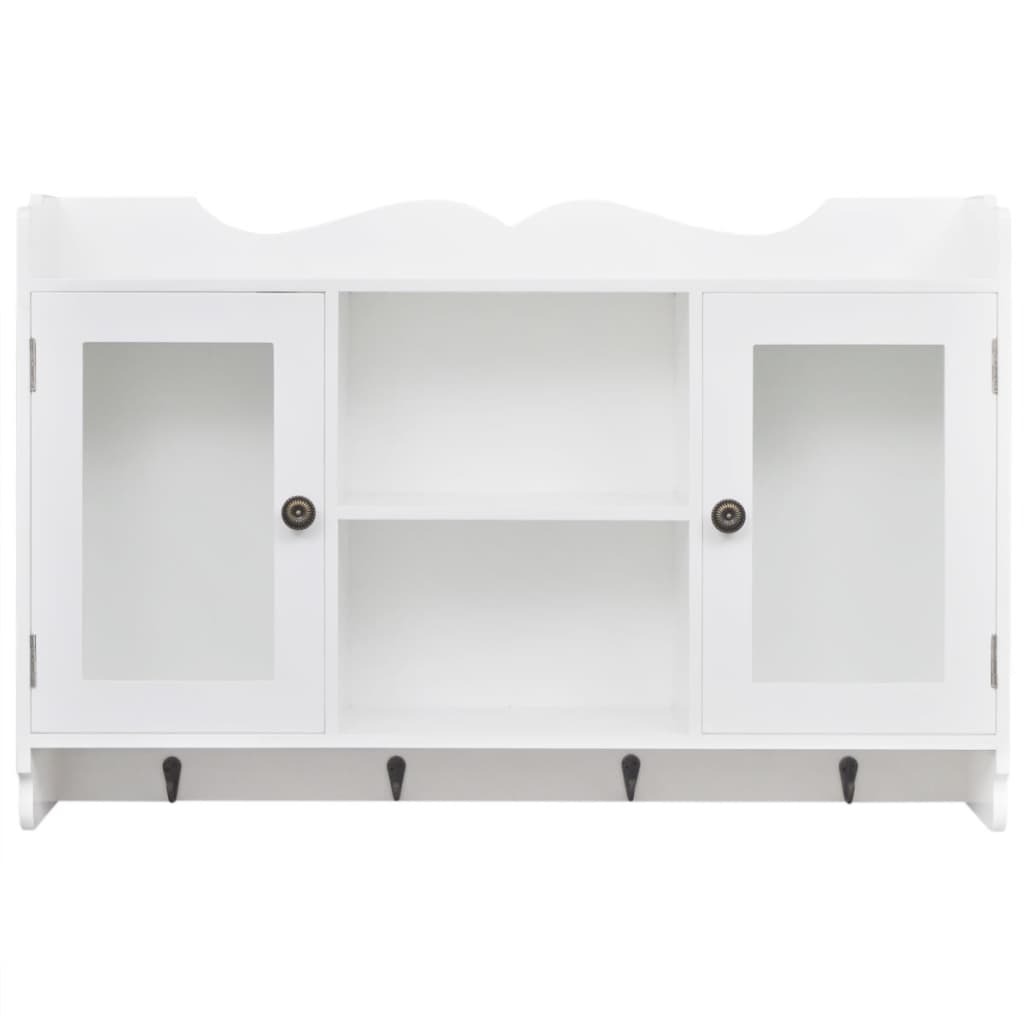 Wall Cabinet Display Shelf Book/DVD/Glass Storage White MDF