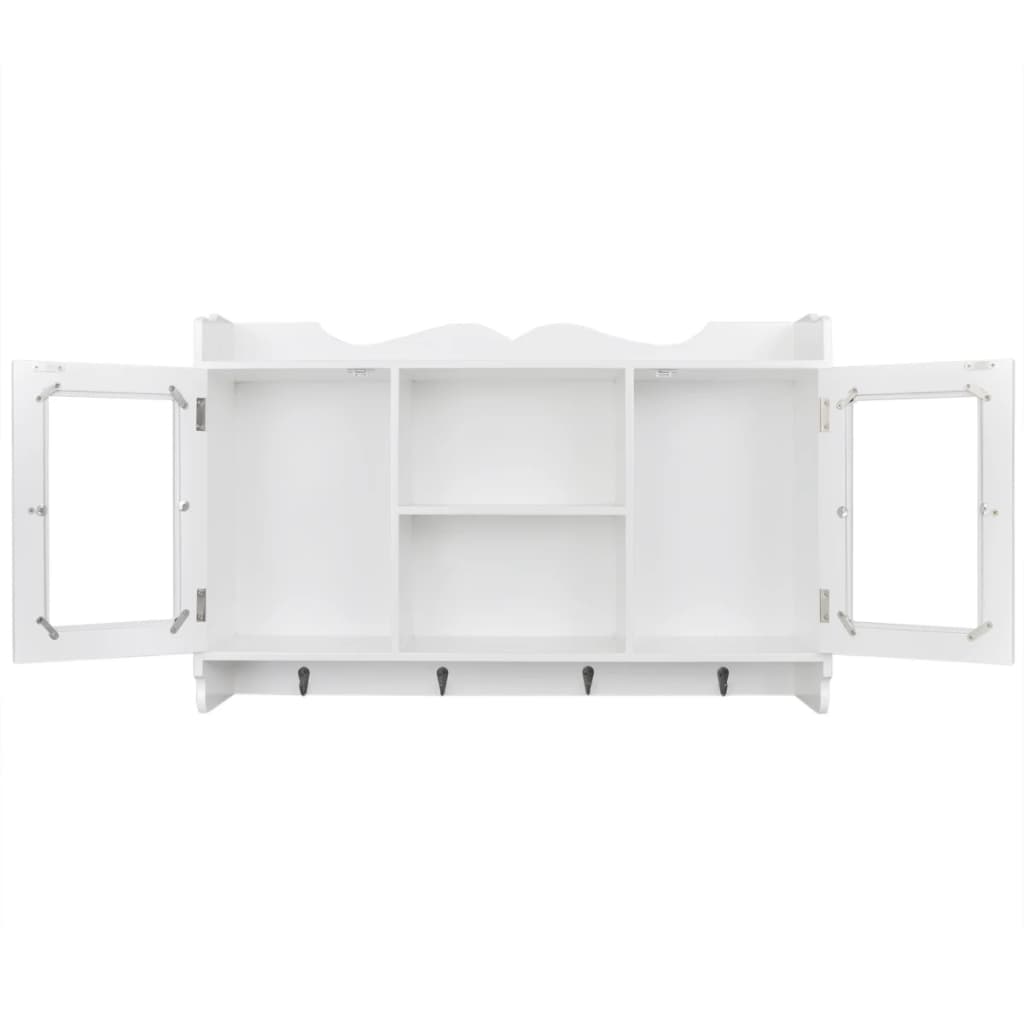 Wall Cabinet Display Shelf Book/DVD/Glass Storage White MDF