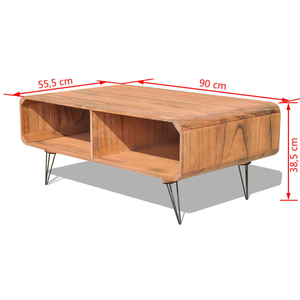 Coffee Table 90x55.5x38.5 cm Solid Paulownia Wood Brown